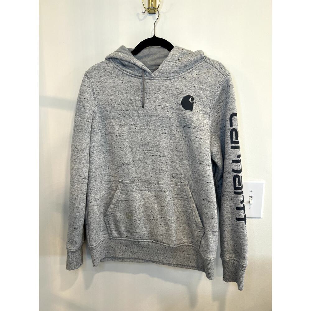 Carhartt Gray Speckled Hoodie Relaxed Fit Pullover Sweatshirt Medium 8/10